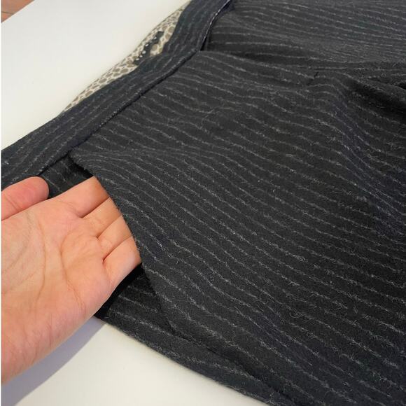 Y2K Sisley Black Pin Stripe Wool Bell Bottom Low Rise Pants Women Size 42 / 8 US - Picture 5 of 11